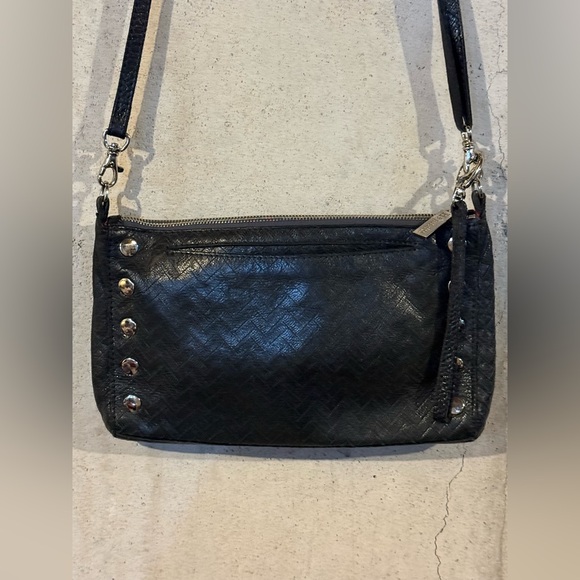 Hammitt Genuine Italian Soft Leather Black Crossbody Bag with Silver Accents - Picture 2 of 8